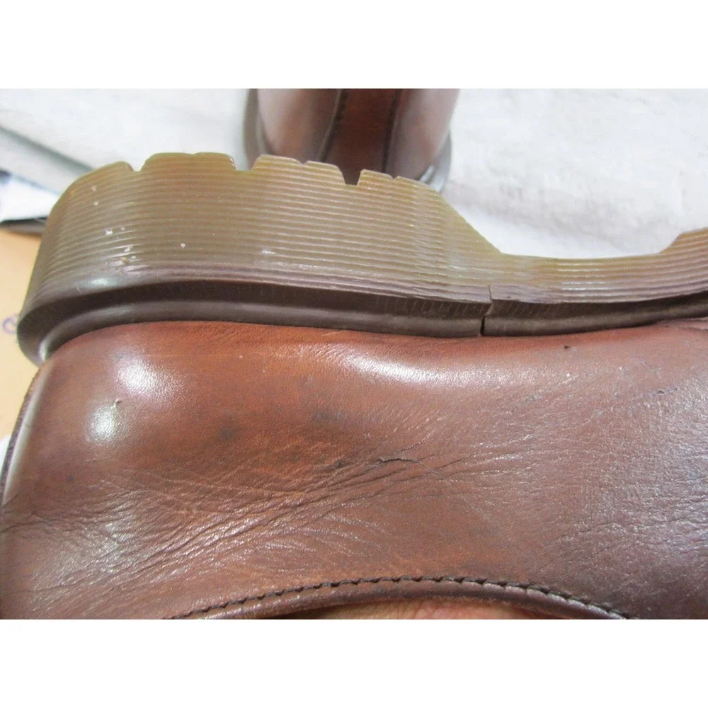 Vtg Dr Martins Monk Strap Shoe Mens Size 8 Brown Made In England Leather